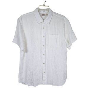 Faherty White Linen Casual Button Down Pocket Shirt